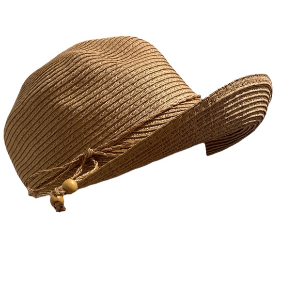 AUGUST FOREVER CLASSIC WOVEN FRAMER SUN HAT W WOODEN BEAD DETAILS FARMHOUSE OS - Picture 8 of 11